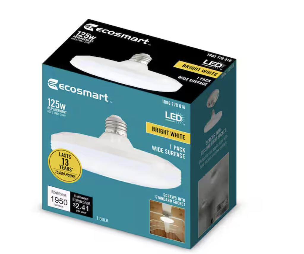 125-Watt Equivalent Wide Surface Non-Dimmable LED Light Bulb Bright White (1-Pac