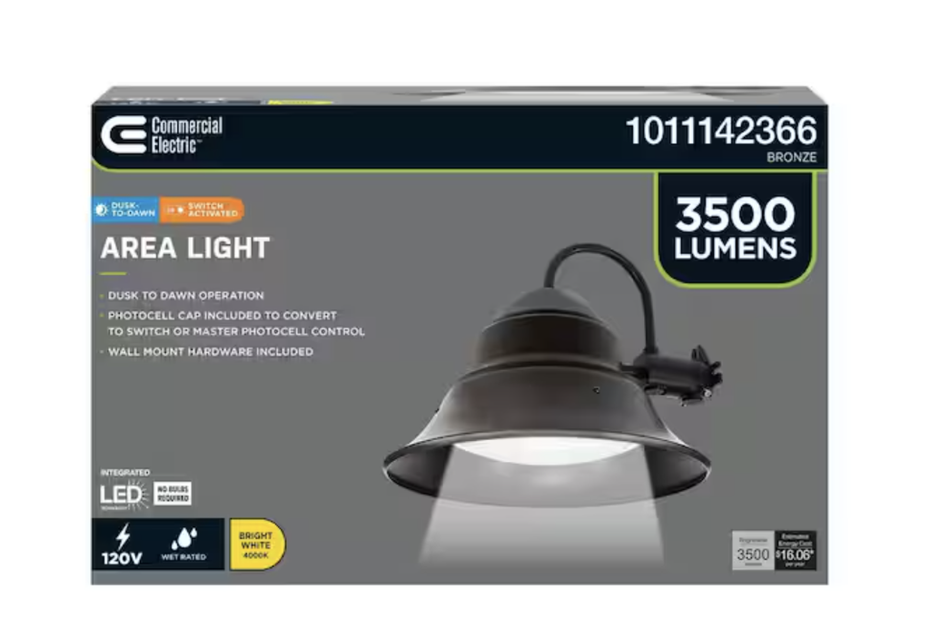 [1011142366] 3500 Lumen Integrated LED Bronze Dusk to Dawn Area Floodlight, 4