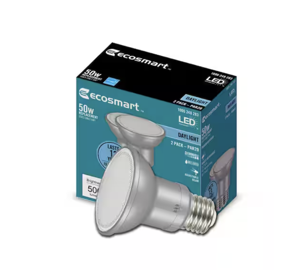[1006248283] 50-Watt Equivalent PAR20 Dimmable Adjustable Beam Angle LED Light Bulb (2-Pack)