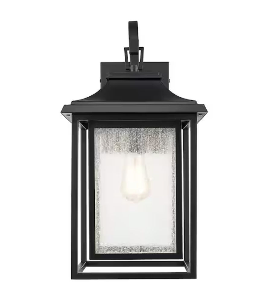 Bosque 20.5 in. 1-Light Black Outdoor Hardwired Wall Lantern Sco