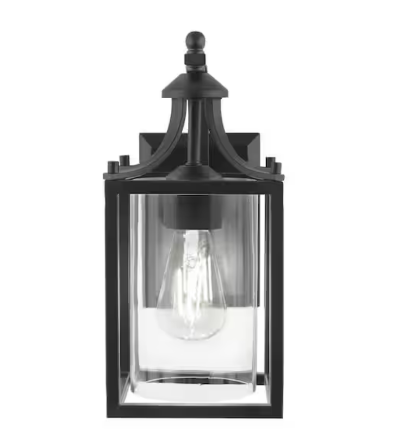 Boswell Quarter 13.62 in. 1-Light Matte Black Hardwired Outdoor 