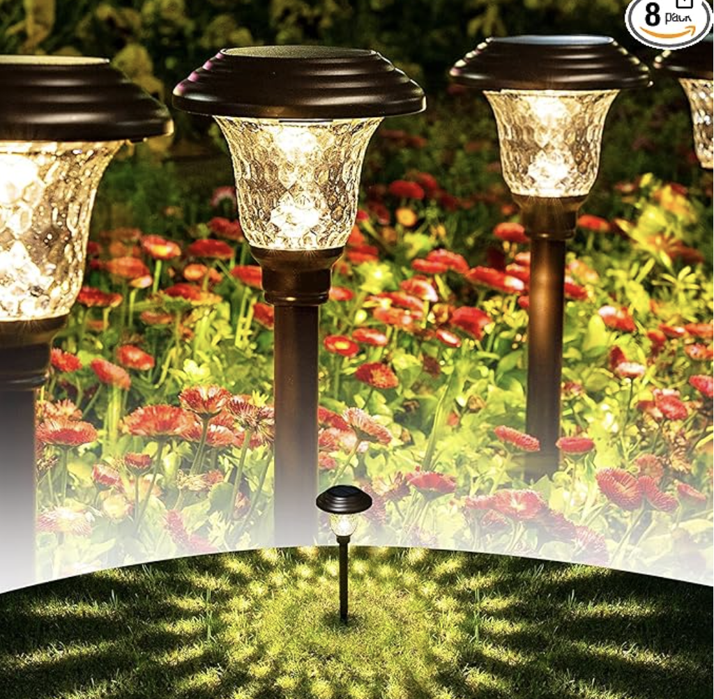 GIGALUMI 8 Pack Solar Pathway Lights, Solar Garden Lights Outdoo