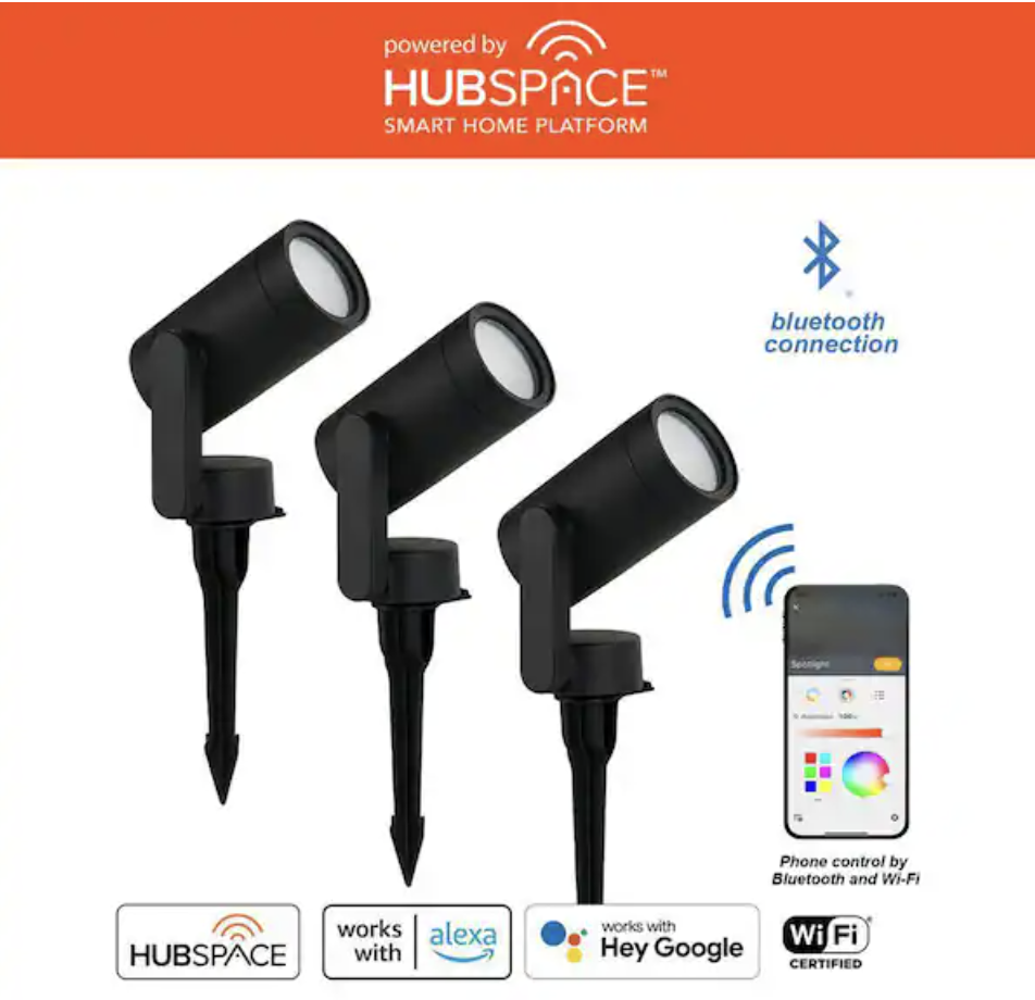 [1010103331] Smart 450 Lumens Black LED Color Changing Low Voltage Outdoor Sp